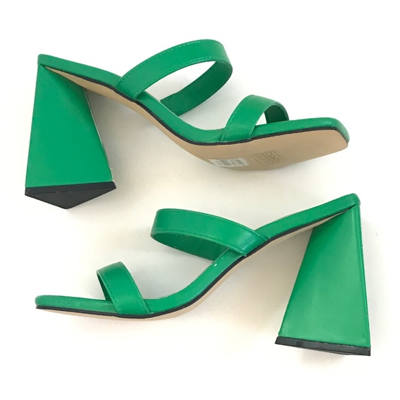 BAMBOO Green Heeled Mule Sandals Slip On Premiere Women’s Size 6.5 - Picture 10 of 16